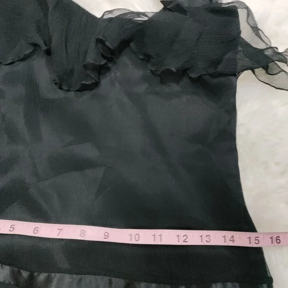 Laundry By Shelli Segal Whimsy Goth Twee Ribbon Waist Silk Dress Women's Size 2 - Picture 8 of 10